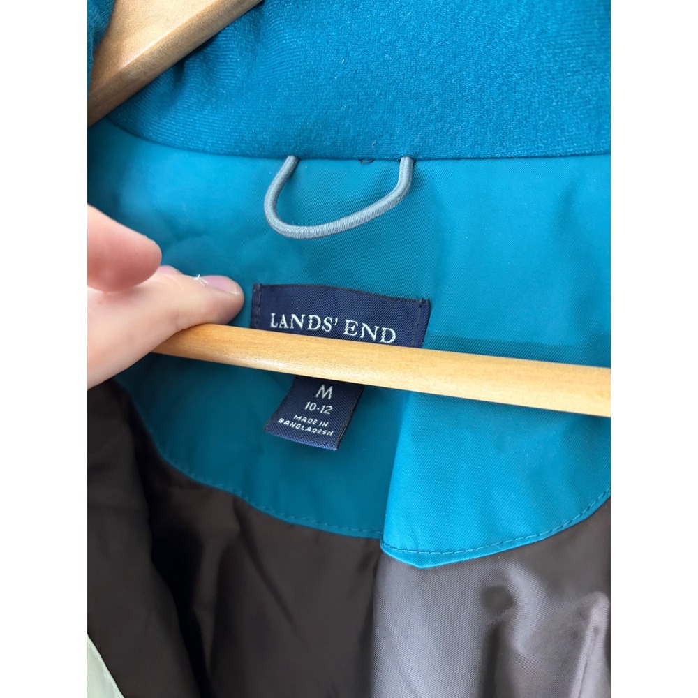 Lands End Womens Squall Waterproof Winter Jacket Teal Blue Ski Coat M 10-12 - Picture 4 of 4